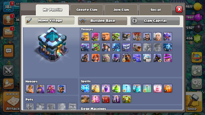 TH13/LVL181/HERO 65-69-41-18/WALL LVL 14/3456 GEMS №2595