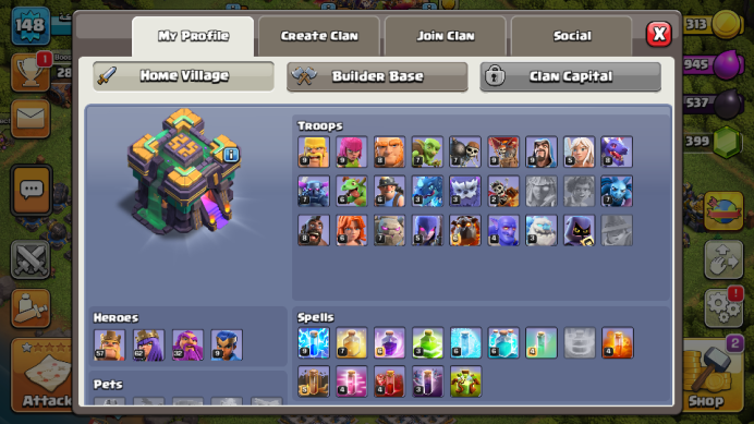 TH14/LVL148/HERO 57-62-32-9/WALL LVL 12/399 GEMS №2608