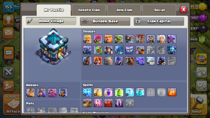 TH13/LVL155/HERO 51-55-40-9/WALL LVL 13/660 GEMS №2610