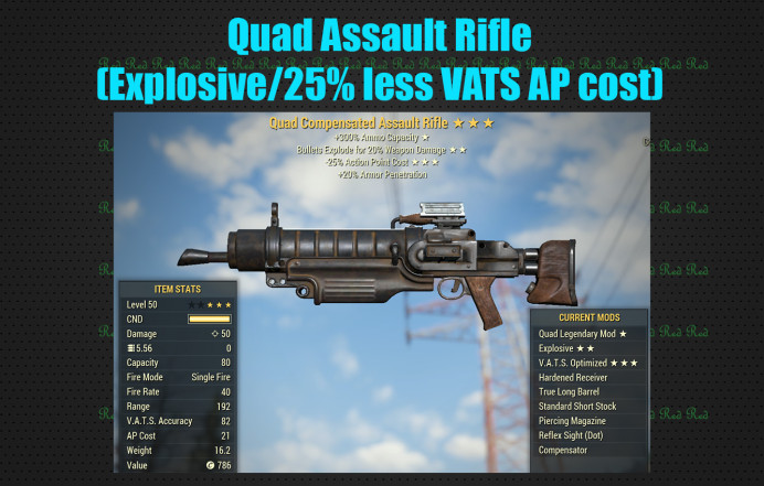 Quad Assault Rifle (Explosive/25% less VATS AP cost)