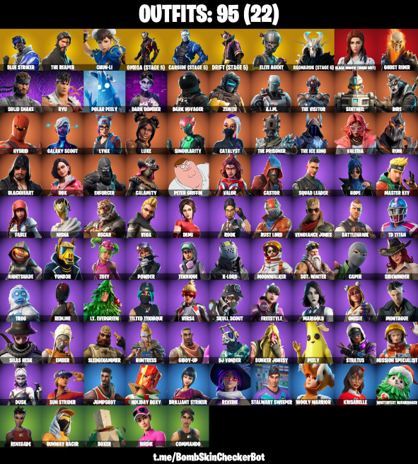 95 SKINS, THE REAPER, OMEGA STAGE 5, TAKE THE L, CHUN LI, ELITE AGENT ...
