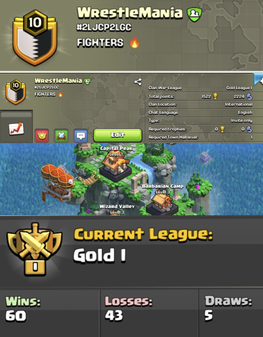 WrestleMania !! LEVEL 10 !! CAPITAL PEAK 7 !! WIN 60 LOSS 43 !! GOLD 1 !! CHEAP !! FAST DELIVERY