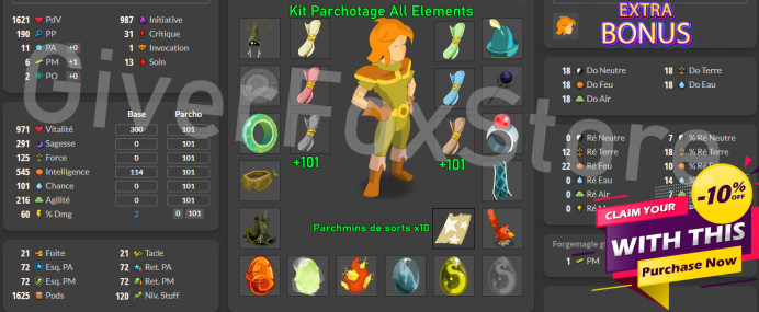 Boune>[ Panoplie intelligence 11 pa 6 pm , Pour Personnage lvl 110-120 ] - Livraison 5 Minutes
