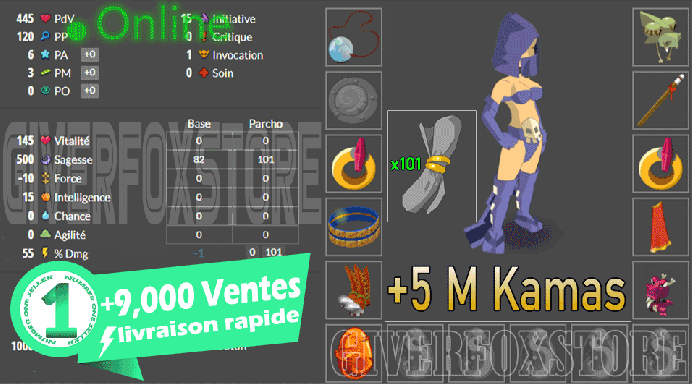 Boune>Pack Debutant Niveau 50-100 [ Full panoplie Sagesse + Parchemin 101 en sagesse + 5 M Kamas+ Cawotte 50 sagesse ] (Best buy)