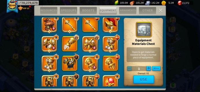 ROK T5 Max Cav Commander   3 sets  Full Cav GOLD Gear VIP 15 