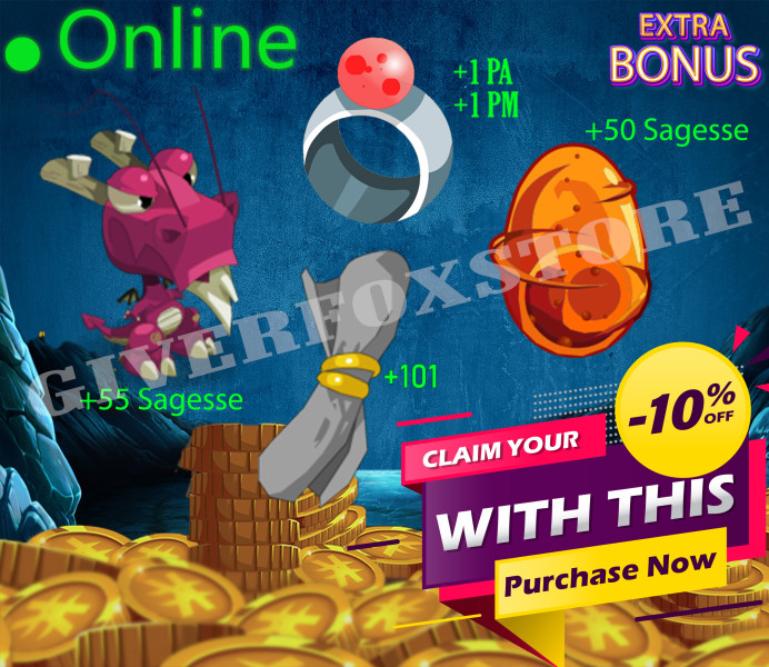 Boune>[ Kit Parchotage +101 Sagesse ] + [ Dragoune rose +55 Sagesse ] + [ Dofus Cawotte +50 Sagesse ] + [ Gelano 1PA 1PM ] +BONUS (Best buy)
