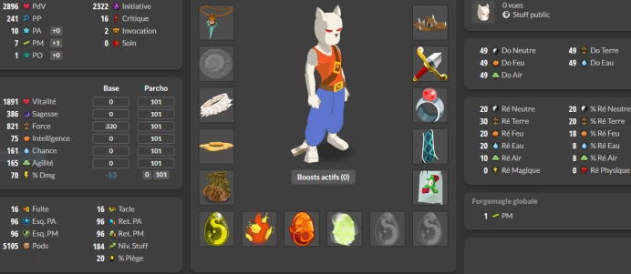 Fallanster>[ Panoplie Terre- Force , personnage lvl 180 a 195 avec Exo pm Gelano + Dofus ] - Livraison Rapide