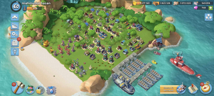LEVEL 60- HQ  23 - VP 478 - GEMS 8400- GUNBOAT- 20 - RADAR 20-  3.2 MILLION COINS- STATUE 100% MAXED - Instant Delivery .