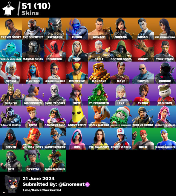 [พีซี / PSN / XBOX / NINTENDO] 51 สกิน Travis Scott + Skull Army + Midas + Bao Brothers + Guan Yu + Grit DZz132