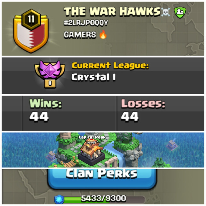 THE WAR HAWKS  !! LEVEL 11.6 !! CRYSTAL 1 !!  WIN 44 LOSS 44 !! CAPITAL PEAK 7 !! CHEAP !! INSTANT DELIVERY