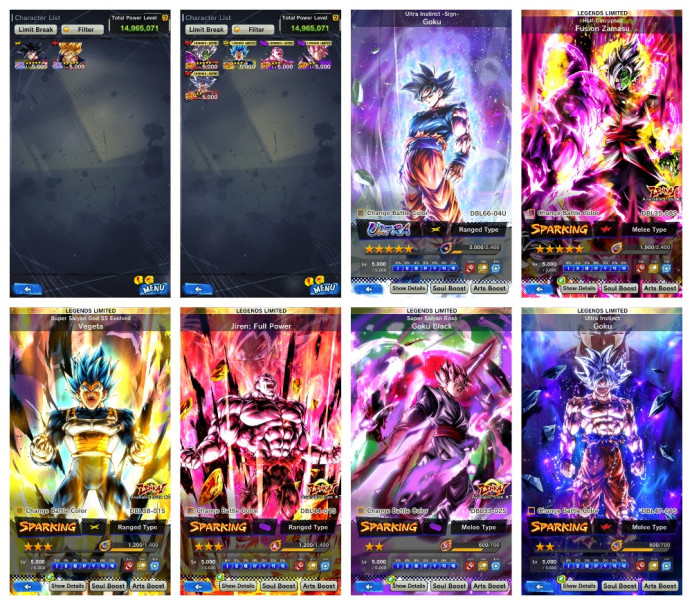 DB839~5 LL~ULTRA UI Goku~LL 5*Fusion Zamasu~LL UI Goku red~LL Rose Goku Black~LL Evolved Vegeta~LL Jiren:FP~UL Goku