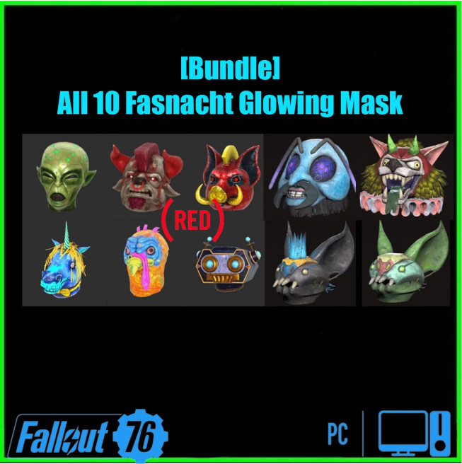 [Bundle] 10 Fasnacht Glowing Mask [Pig/Unicorn/Minotaur/Alien/Turkey/Robot/Blue Devil/Honey]