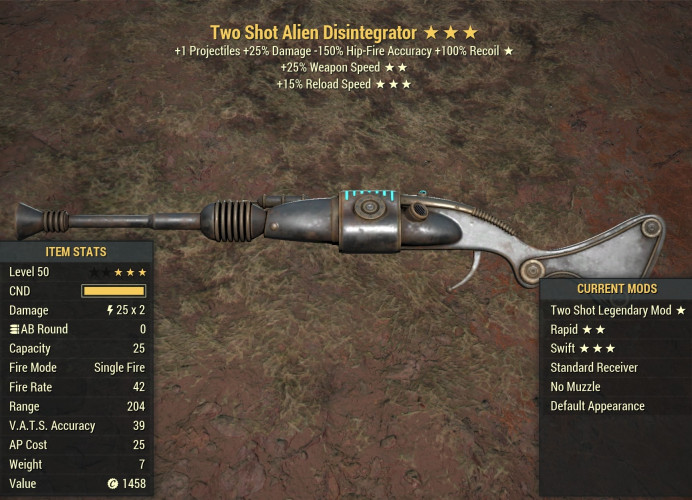 Two Shot Alien Disintegrator [25% faster fire rate/15% faster reload]