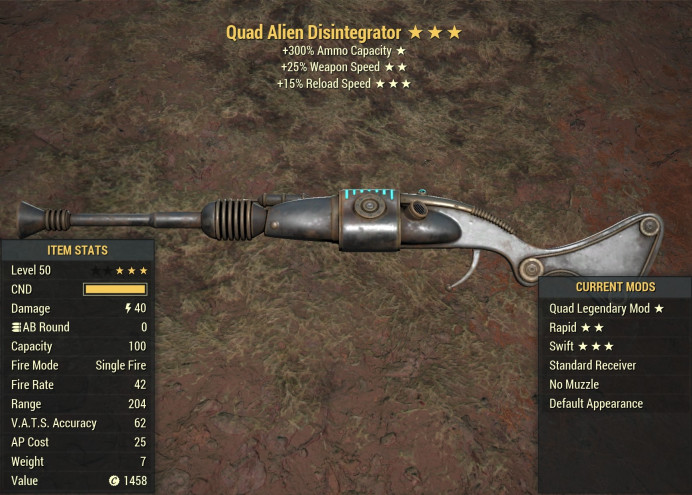 Quad Alien Disintegrator [25% faster fire rate/15% faster reload]