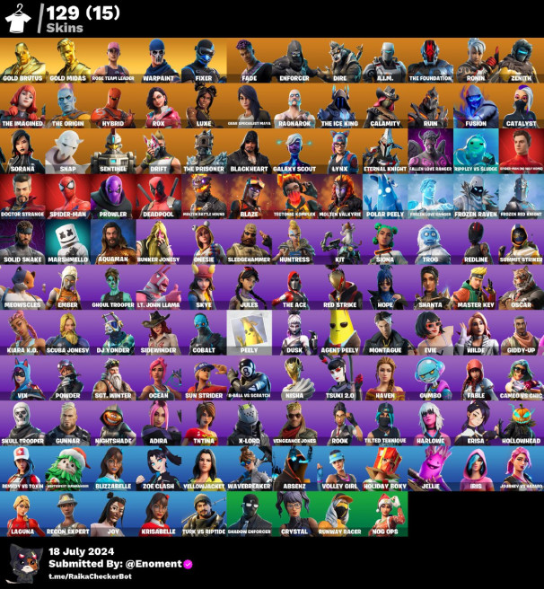129 skins () OG STW . Midas . Ghoul Trooper . Skull Trooper TT23