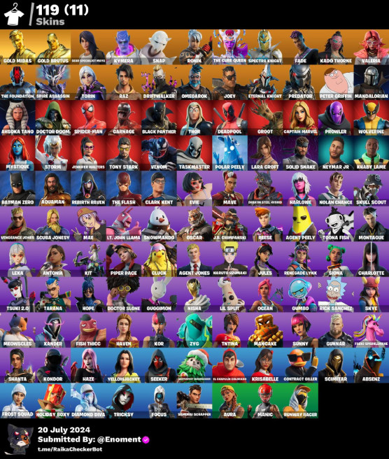 119 SKINS | Midas/Driftwalker/Mandalorian/Venom/Rick Sanchez | Venom . Spider-Man /RT13