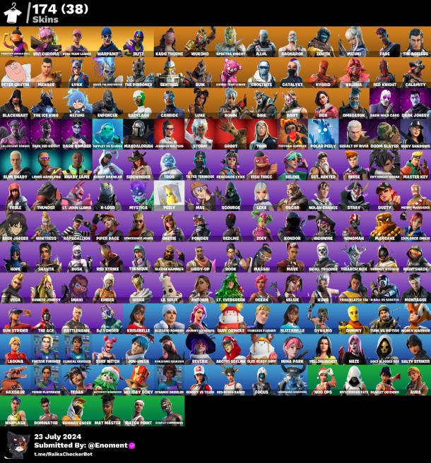 174 skins | OG STW | Fishstick (World Cup) | Vivi Chroma | Blitz | full access  JET84