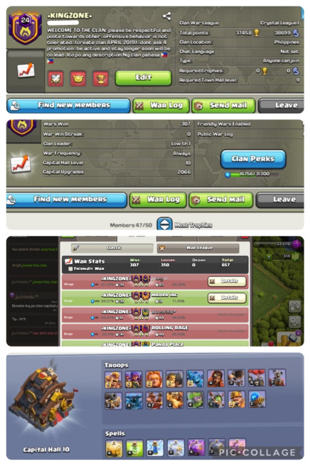 [CC:10 MAX] KINGZONE | LVL 24.6| WARLOG W/L/D:307/350/0/ CWL League: CRYSTAL 1 !! 