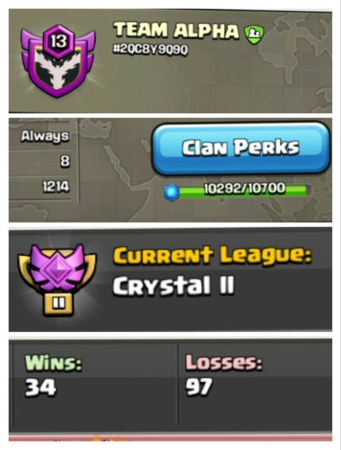 TEAM ALPHA | LVL 14 | CWL LEAGUE - CRYSTAL 2 | WARLOG W/L/D:34/97 | CC: ALMOST 9 !! 