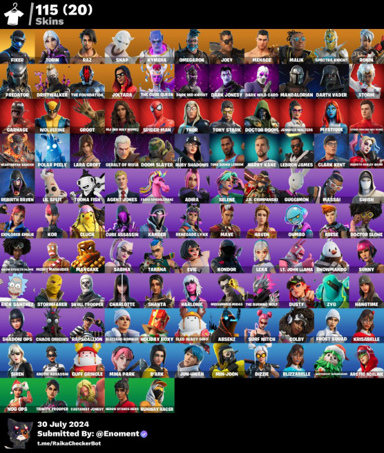 115 skins | Fixer | The Cube Queen | Ronin | The Foundation | Snap | Joey | Joltara | Spectra Knigh JET299