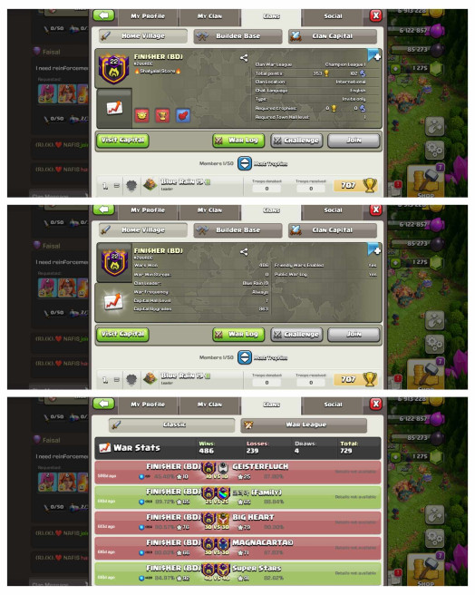 Super Rare_7 Digit Clan Tag_Champion-1_Level-22 Clan_486 War Win_Positive War Log_[Tom]
