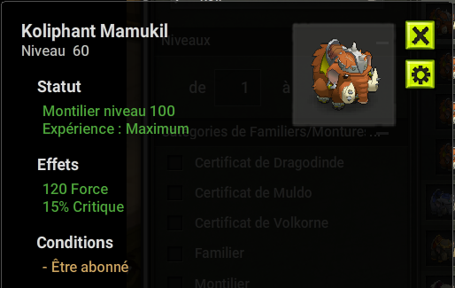 Orukam>[ Mamukil Koliphant lvl 100 + 45m Kamas ] 