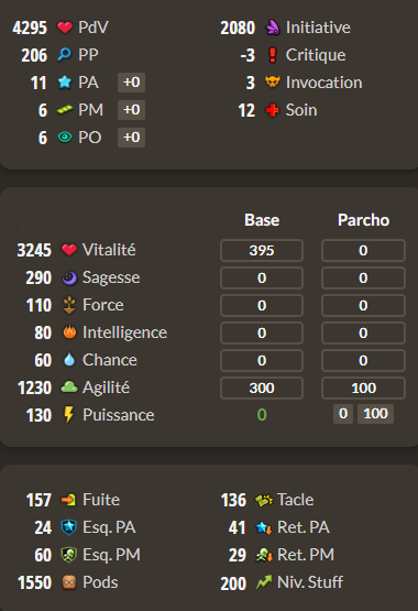 Talkasha : Stuff Air lvl 200 tres bon jet + Kit parchotage 100 Agilite + Top bonus - livraison 5 minutes