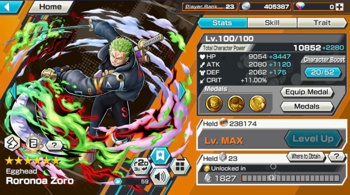 BR129-IOS+Android-3 Ex(S-Snake+Zoro+Roger V1)+BF Max(Egghead Zoro+S-Hawks+Shiryu+Katakuri+Neptune)+Support 129%+Good Medal-BR129