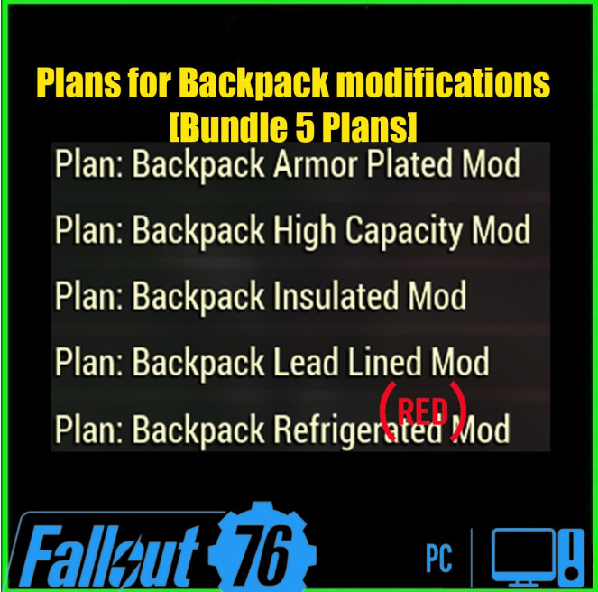 Bundle [ALL 5 Backpack modifications][Armor plated/High capacity/Refrigerated and etc.]