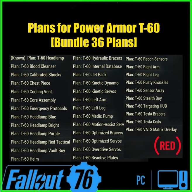 Plans for Power Armor T-60 [Bundle 36 Plans]