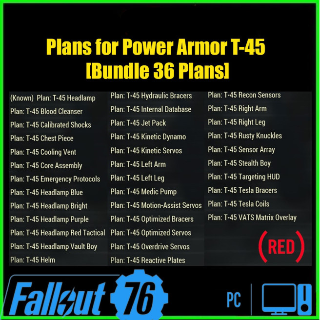 Plans for Power Armor T-45 [Bundle 36 Plans]