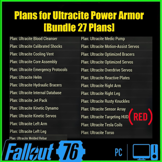 Plans for Ultracite Power Armor [Bundle 27 Plans]