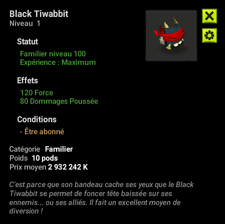 [ imagiro . Top Seller ] ==> Black Tiwabbit lvl 100 + 1.000.000 Kamas + Top Bonus - livraison expresse : 2 minutes
