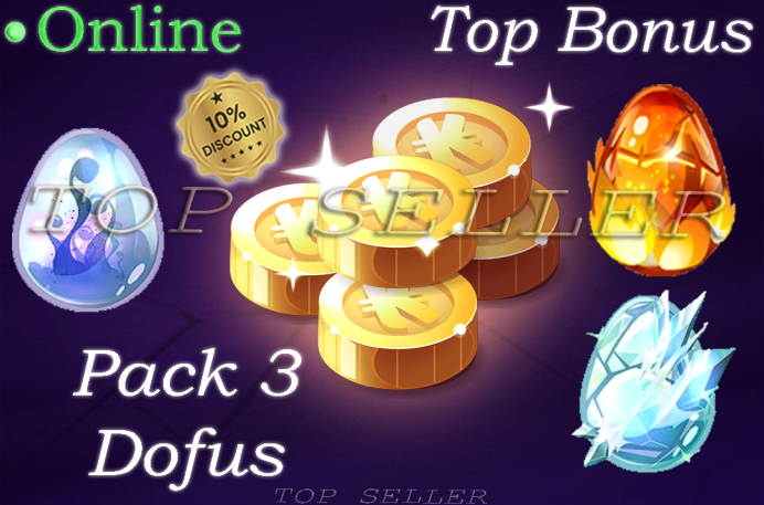orukam : Pack 3 dofus ( Dofus Des glaces + Dofus Nebuleux + Dofus pourpre ) + Top bonus - Delivery time 1 minute