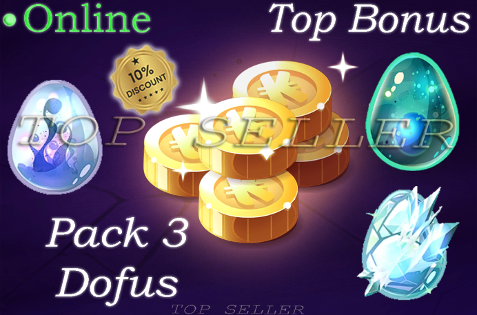 imagiro : Pack 3 dofus ( Dofus Des glaces + Dofus Nebuleux + Dofus Turquoise ) + Top bonus - Delivery time 1 minute