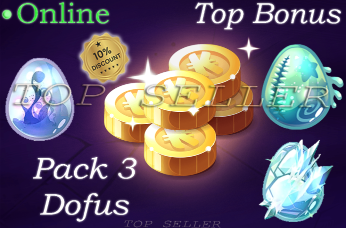 Hellmina : Pack 3 dofus ( Dofus Des glaces + Dofus Nebuleux + Dofus Abyssal ) + Top bonus - Delivery time 1 minute