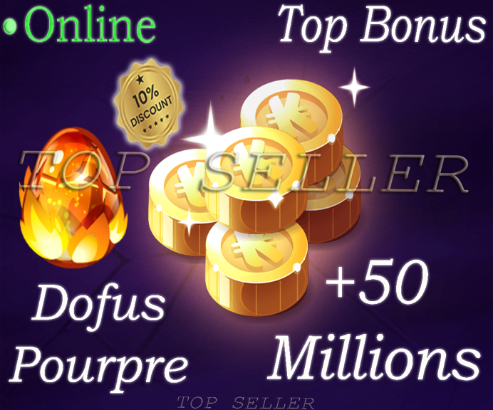 orukam : Dofus Pourpre + 50 Millions kamas ( 50.000.000 Kamas ) + Top bonus - Delivery time 1 minute