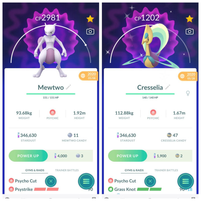 15xShiny | 17xLegendary | Shiny Cresselia and Moltres | 29 lvl
