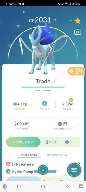 Legendary Shiny Suicune | 25 lvl Valor