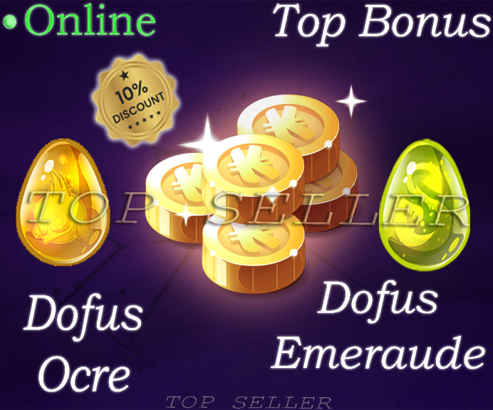 Tylezia : Pack 2 dofus ( Dofus Ocre + Dofus Emeraude ) + 1 Million kamas + Top bonus - Delivery time 1 minute