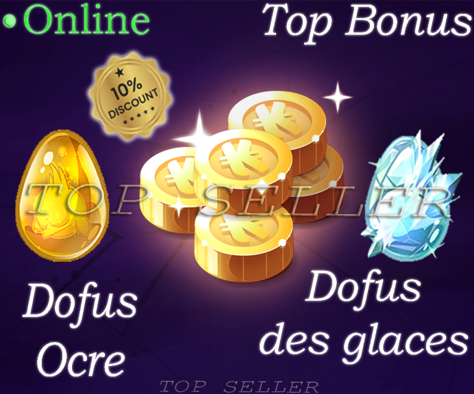 Hellmina : Pack 2 dofus ( Dofus Ocre + Dofus des glaces ) + 1 Million kamas + Top bonus - Delivery time 1 minute