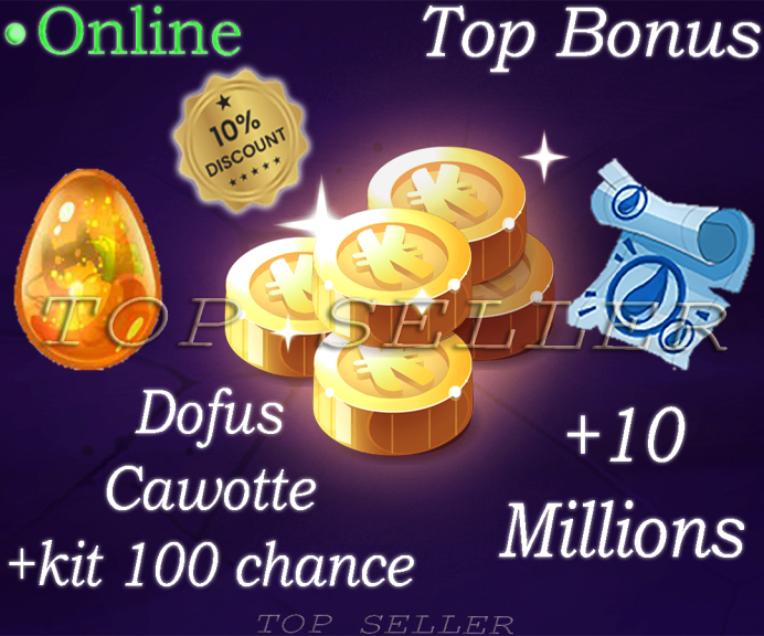 imagiro : Kit Parchotage +100 Chance - Dofus Cawotte + 10 000 000 Kamas + Top bonus - Delivery time 1 minute
