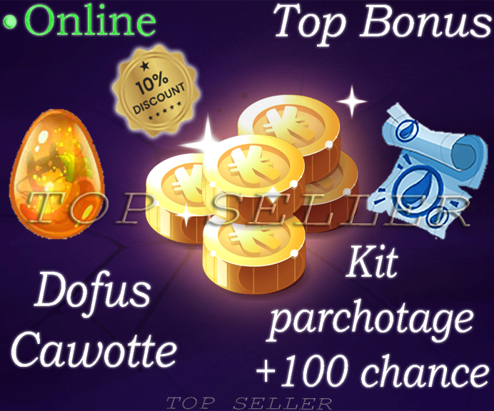 Draconiros : Kit Parchotage +100 Chance - Dofus Cawotte + Top bonus - Delivery time 1 minute