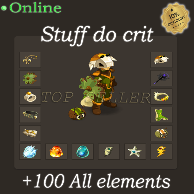 orukam : Stuff Cra Multi 12 Pa / 5 Pm / 6 Po - 75 Critique - 480 Puissance + Kit 100 all elements + Top bonus kamas - livraison 1 minute