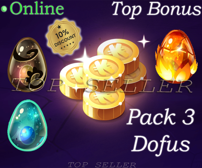 Hellmina : Pack 3 Dofus : Dofus Pourpre + Dofus Ebene + Dofus Turquoise + 1M Kamas - Fast Delivery