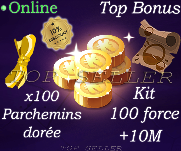 orukam : Parchemins doree x100 + Kit Prchemin force + 10 000 000 Kamas + Top bonus kamas - Fast Delivery