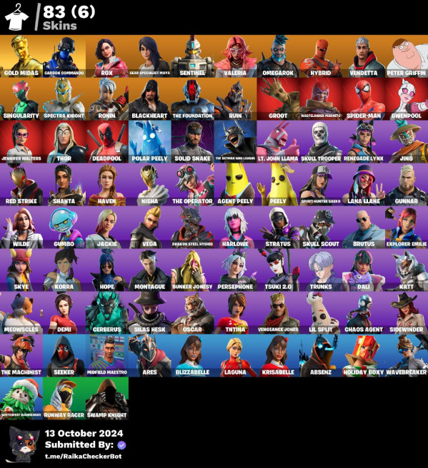 [PC/PSN/XBOX/NINTENDO] 83 skins | Carbon Commando | Skull Trooper | Midas .SUSH81