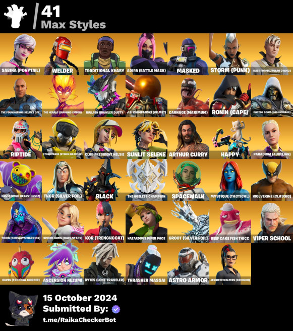 [PC/XBOX/NINTENDO] 112 skins ·Carnage Thor . Tony Stark .Blizzabelle SUSH126