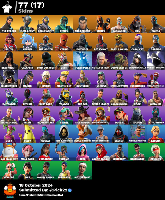FA - [PSN/Xbox/Switch/PC] 77 skins | The Reaper | Elite Agent | Mako | Take The L | Rogue Agent | Reflex | The Ageless | Vertex | Ragnarok|Omega
