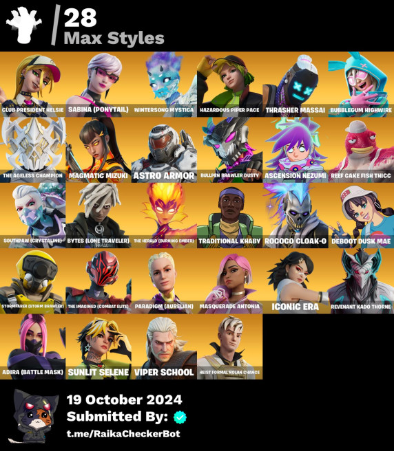 [PC/PSN/XBOX/NINTENDO] 106 skins ·  Polarity . Hades . Midsummer Midas . Megalo Don . Free Kick Maverick . Medusa .Korra. Red Roots Billie PSD10